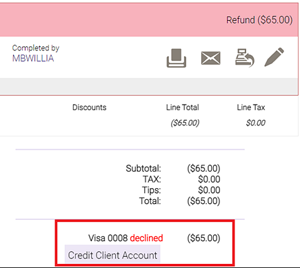 Declined refund in Transaction Editor 