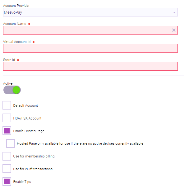 MeevoPay Merch Acct Provider Setup