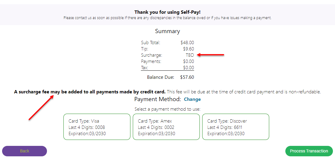 MeevoPay Surcharges Self Pay